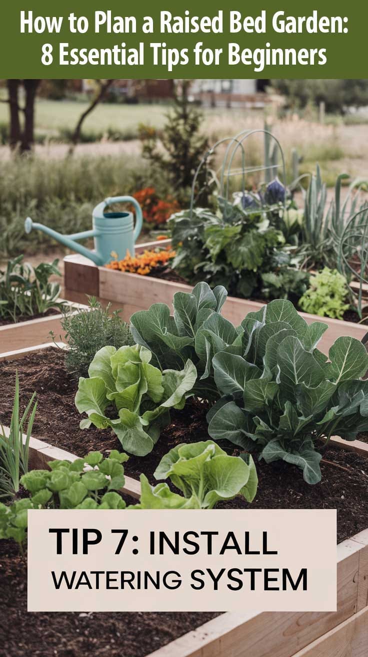 raised garden beds with a watering can