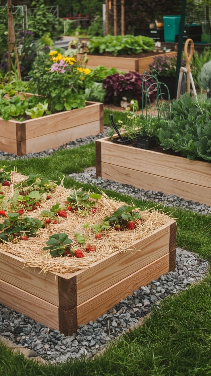 image fo strawberries in a raised bed